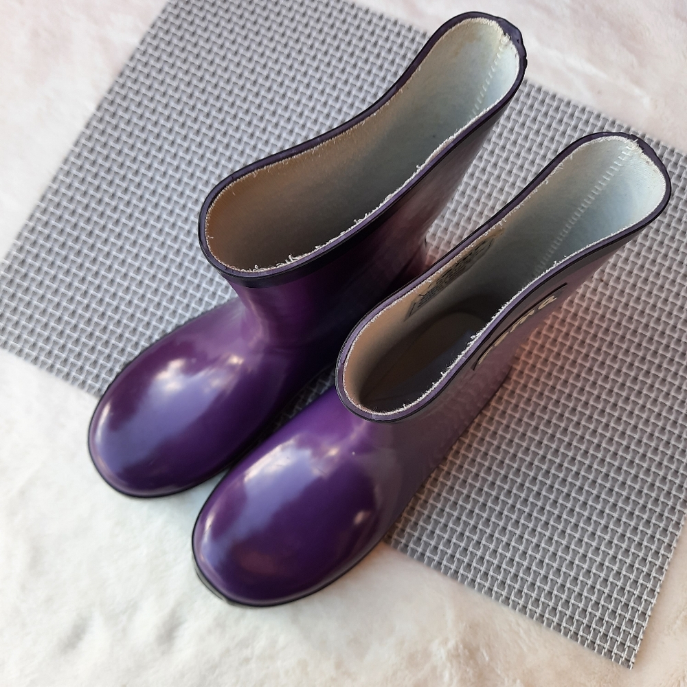 Roma Purple and Black Rain Boots Rubber Galoshes Spring Summer Youth 3 - Picture 2 of 13